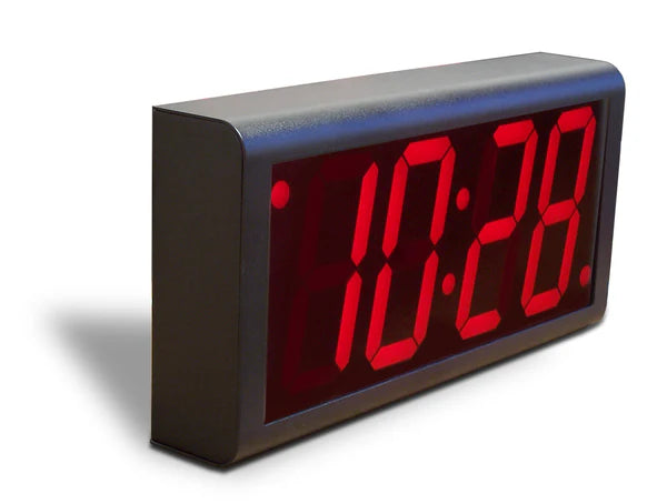 Novanex 4 Digit PoE Clock, Red LED, Black ABS Plastic Case (ONT4BK-P)
