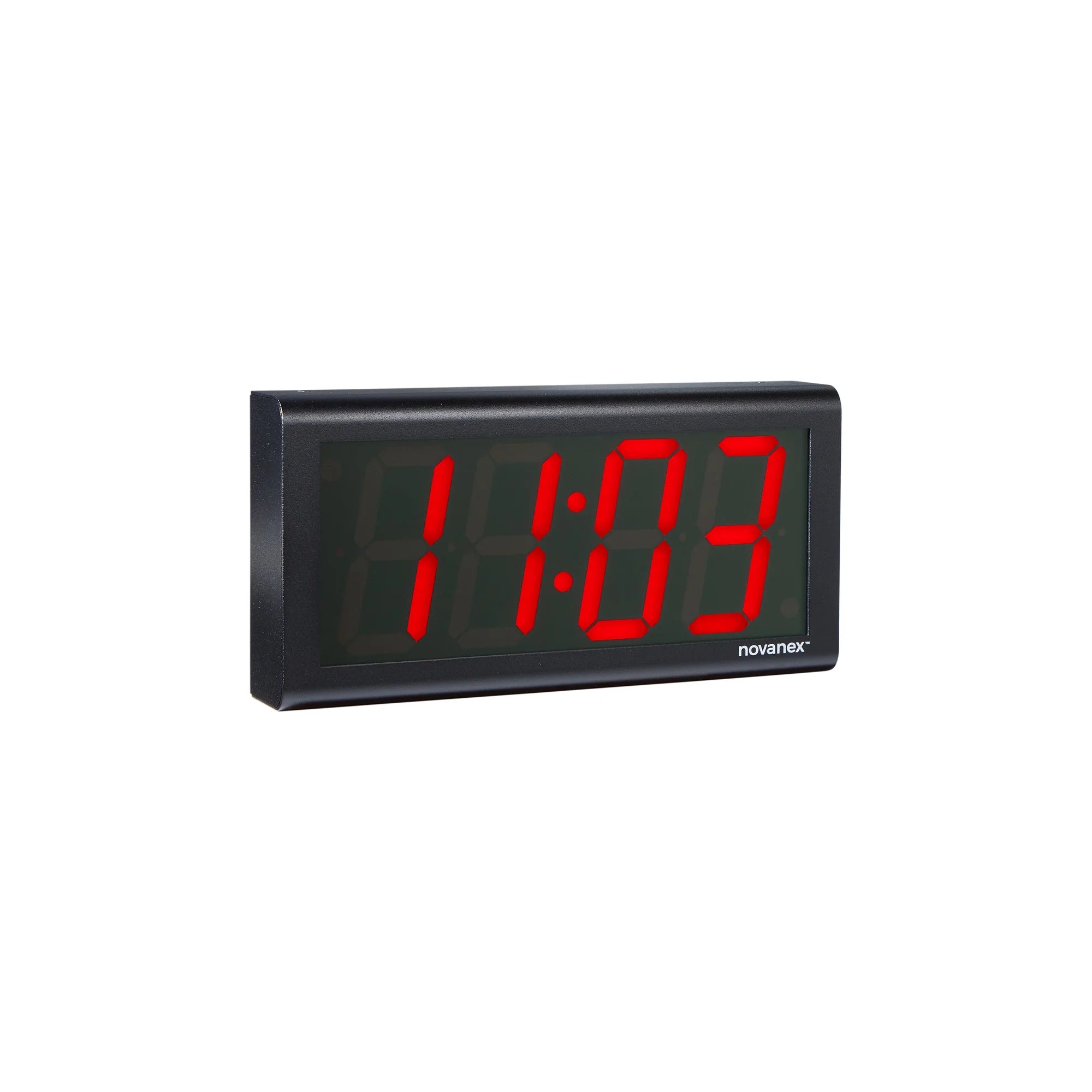 Novanex 4 Digit PoE Clock, Red LED, Black ABS Aluminum Case (ONT4BK)
