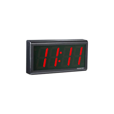 Novanex 4 Digit PoE Clock, Red LED, Black ABS Plastic Case (ONT4BK-P)