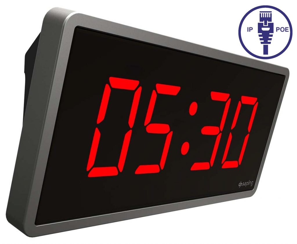 Sapling IP POE Synchronized 4 Digit Digital Clock, Red LED (2.5 or 4.0 inch)