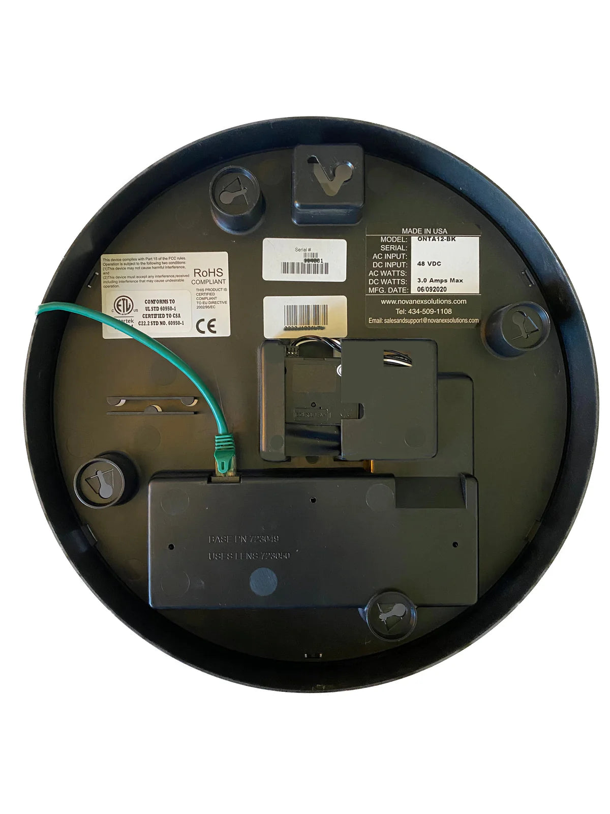 Novanex 12" Diameter Analog PoE Clock (ONTA12-BK)